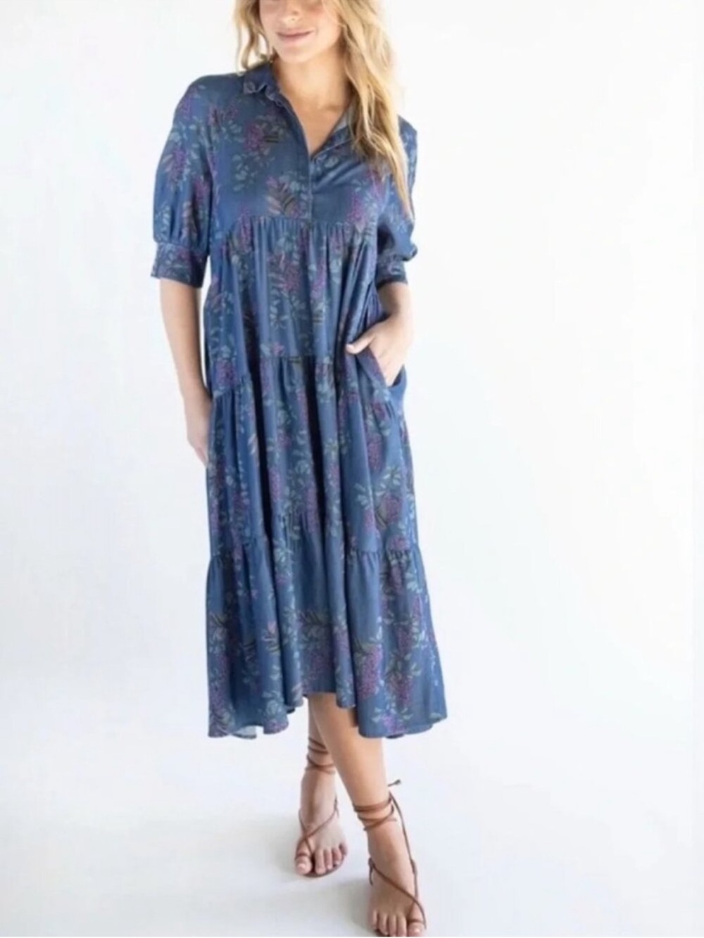 Natural Life Rebecca Wisteria Tiered Midi Dress